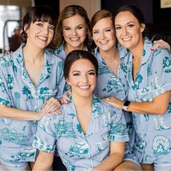 Katie Kime Dallas Toile Pajama Short Set Large Cotton Sleepwear Lounge Classic - Picture 3 of 14